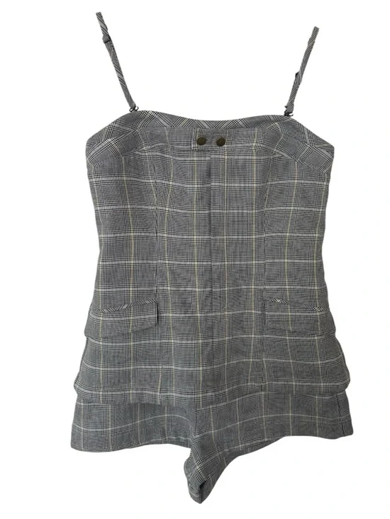 ANTHROPOLOGIE Maeve Strapless Plaid Romper Menswear NEW - Picture 6 of 10